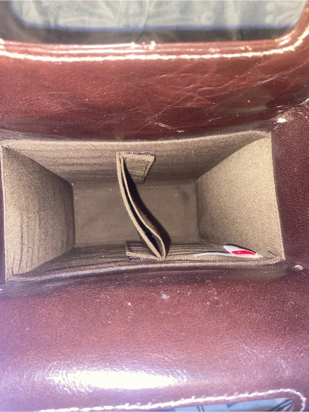 Red Envelope Dark Brown Leather Double Wine Carrier with Detachable Strap